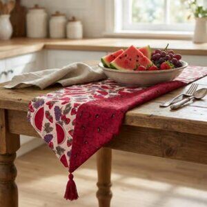 New Handmade Reversable Long Watermelon & Berry Runner